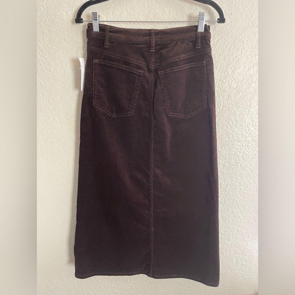 Frame Corduroy Midaxi Skirt in Espresso Brown 26 - Picture 5 of 8